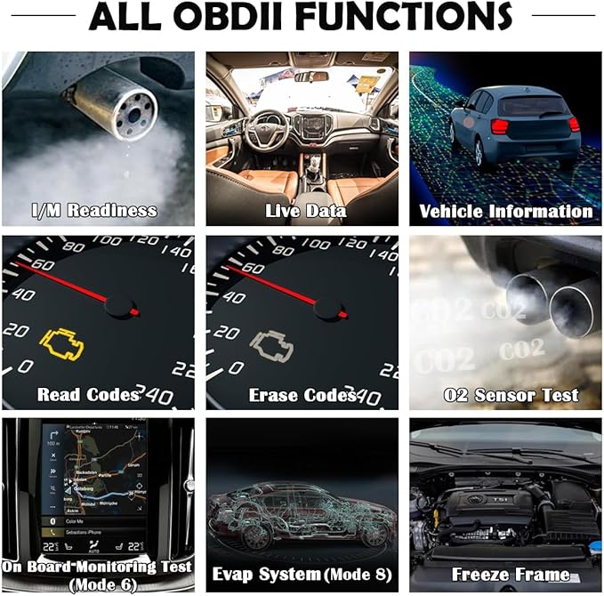 OBD2 Scanner Diagnostic Tool - Check Engine Light Code Reader, Reset Function, Data Stream, I/M Readiness, Full Features, Modes 6 & 8, for All 1996+ Vehicles, Automotriz Scanner