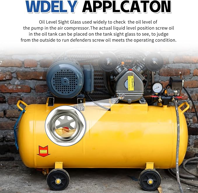 1'' NPT Male Hex Head Stainless Steel Oil Sight Glass Liquid Level Gauge Oil Indicator Window Hydraulic Tank Sight Glass For Pump Air Compressor Gearbox (1'' NPT Male)