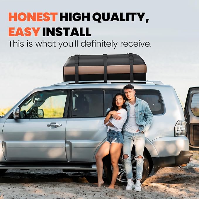 Asinking Car Rooftop Cargo Carrier Bag, 21 Cubic Feet Waterproof Roof Cargo Bag for SUV Minivan, Fit Vehicles with/Without Roof Rack, Sidebars & Crossbars - Max Size 52" L 40" Wx 18" H