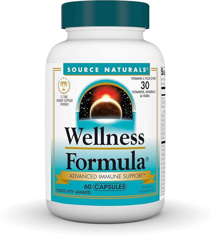 Source Naturals Wellness Formula Bio-Aligned Vitamins & Herbal Defense for Immune System Support - Dietary Supplement & Immunity Booster - 60 Capsules