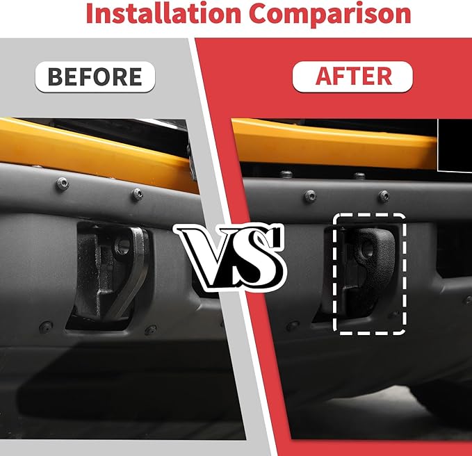 Jimen Fit for Ford Bronco 2021-2024, 2PCS Front Bumper Tow Hook Covers Protector Exterior Accessories (Black)