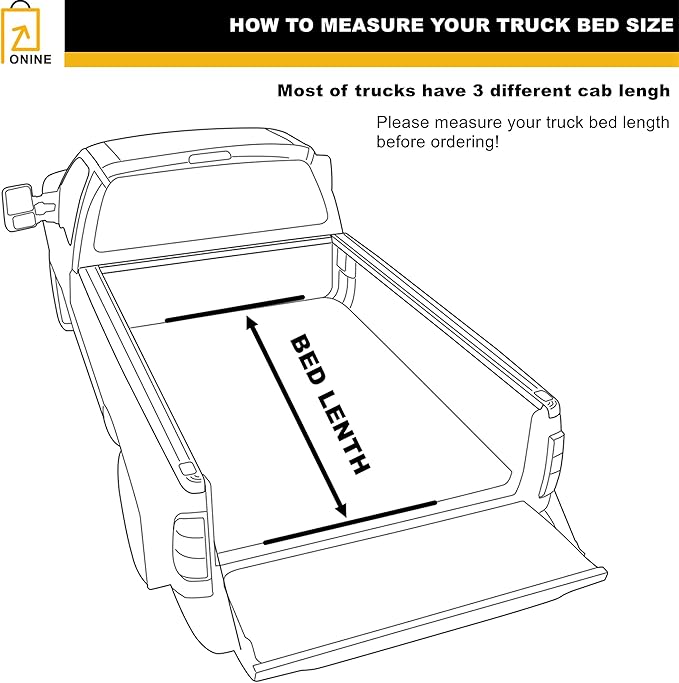 ONINE AWH Hard Tri-Fold Truck Bed Tonneau Cover Custom Fit 2019-2025 Chevy Silverado/GMC Sierra 1500 6.6ft Bed(79.4"), Fleetside, All Weather, Not Work with Factory Side Storage Box