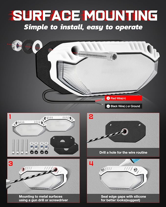 RV Exterior Lights, 12V 4200LM LED Porch Lights Aluminum 5 Inch, IP68 Waterproof LED Scene Cargo Lighting for RV Trailer Travel Camper 5th Wheels Motorhome UTV SUV Truck - 2 Packs White