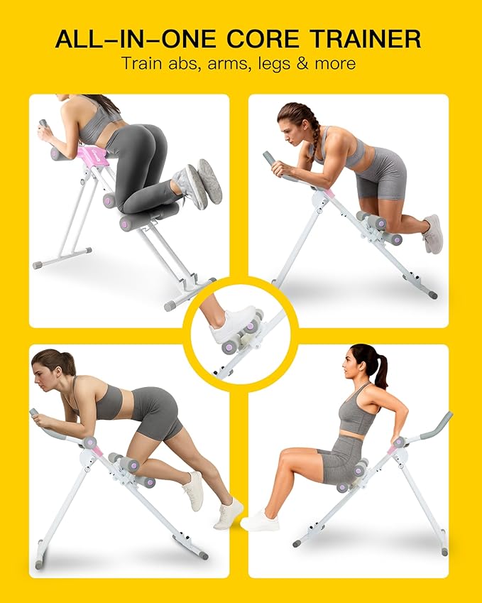 Ab Machine Abdominal Stomach Workout: Adjustable Ab Trainer Machine Ab Cruncher Core Strength Training Equipment for Home Gym Foldable for Women and Men