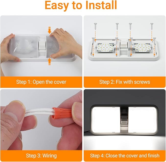 RV Lights Interior, 12 Volt Led Lights 1000LM, Camper Lights 8W, RV Led Lights Interior Fixtures 12V, RV Ceiling Dome Light with Switch for RV/Camper/Trailer/Boat/Car (Natural White, 8Pack).