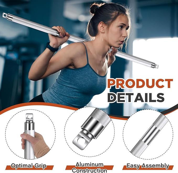 Blulu Aluminum Double Swivel Bar LAT Pull Down Bar Double Hook for Dual-Stack Functional Trainers, LAT Pulldown Attachments, Knurled Grip 220lbs Weight Capacity, 42 Inch