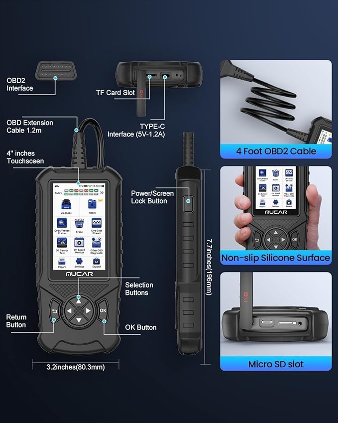MUCAR CDE900 Elite OBD2 Scanner with 28 Reset Service, Oil/SAS/EPB/BMS/ABS Bleeding, Engine Transmission ABS SRS Car Diagnostic Tool, FCA AutoAuth, Lifetime Free Upgrade