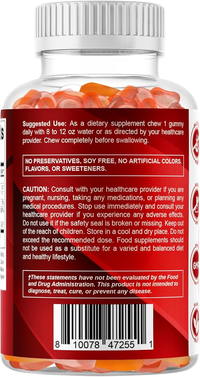 Vitamatic Sugar Free Vitamin A 25000 IU Gummies (Retinyl Palmitate) - Natural Strawberry Flavor - 120 Pectin Based Gummies (2 Bottles)