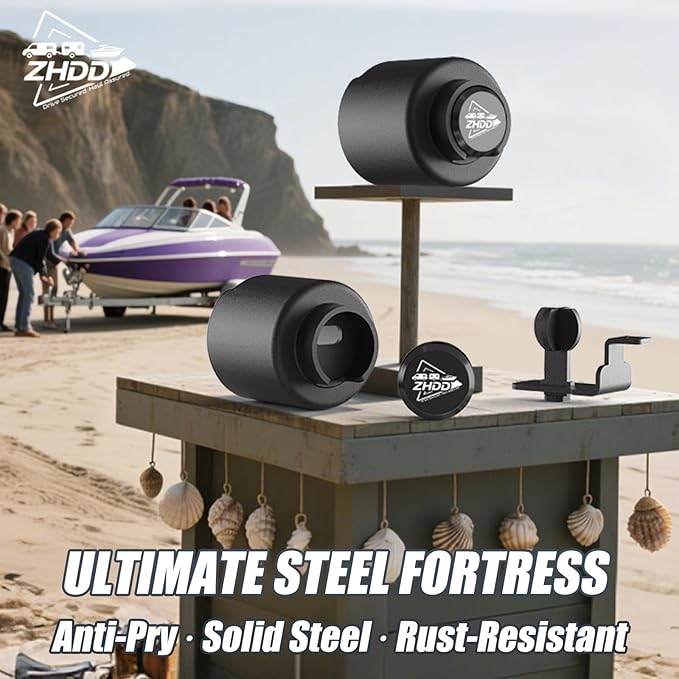 2 5/16 Inch Trailer Hitch Lock - 2516 Heavy Duty Anti Theft Lock Secures Ball Coupler and Safety Chains for RV,Boat,Dump,Cargo and Camper Trailers (Black)