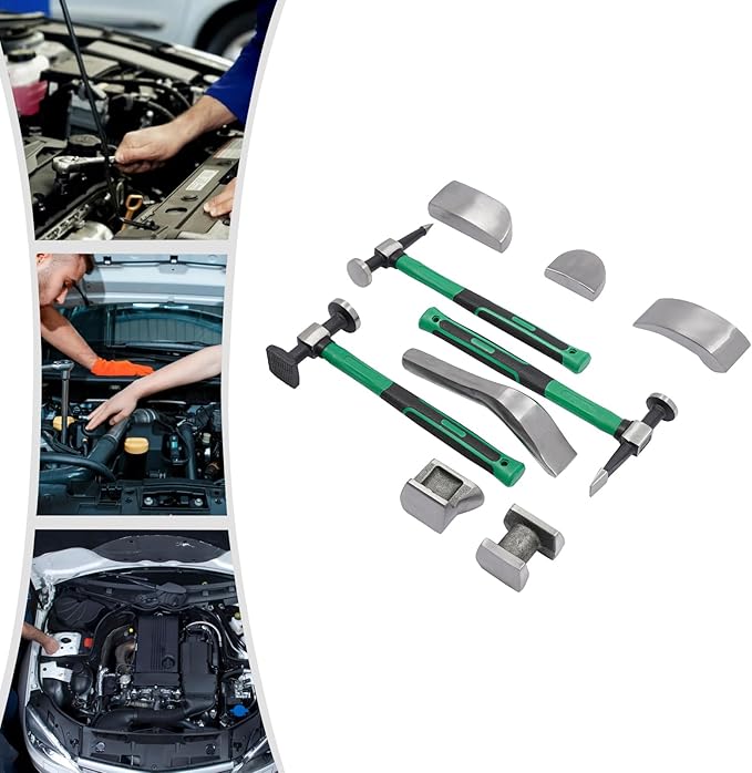 9-Piece Auto Body Hammer and Dolly Kit, Dent Repair Tool Set for Cars, No Panel Removal Needed, Protects Original Paint