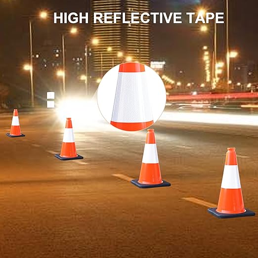 OrangeStar 8Pack 18" Orange Traffic Safety Cones, PVC Parking Cone Construction Cones w/Reflective Collar Heavy Duty Rubber Base for Driving Practice, Parking Lots and Roadwork