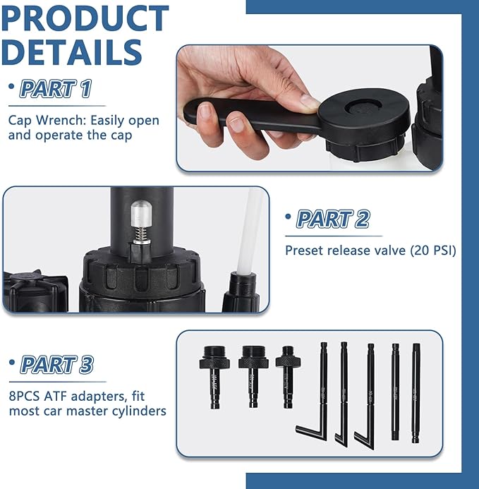 3L Transmission Fluid Pump Transmission Oil Pump Extractor Manual Oil Pump Oil Filling Filler System Tool with 8Pcs Adapters Fluid Transfer Pump