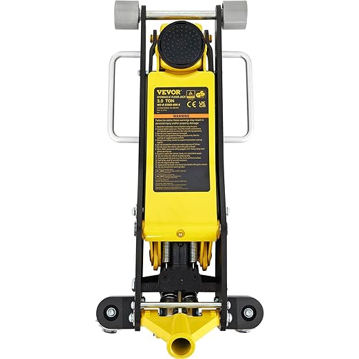 VEVOR 3 Ton Low Profile , Aluminum and Steel Racing Floor Jack with Dual Pistons Quick Lift Pump for Sport Utility Vehicle, Lifting Range 3-6/11"-19-11/16", yellow,black