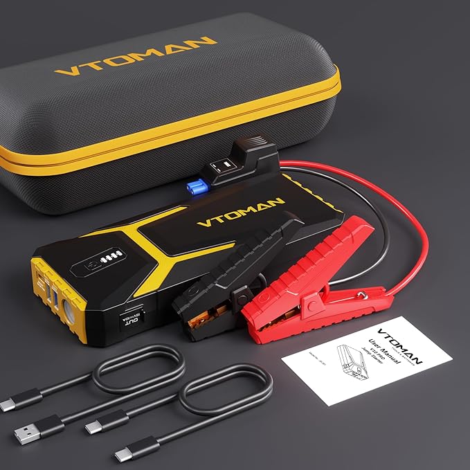 VTOMAN V10 Pro 4500A Jump Starter, Portable Car Starter (All Gas, 10.0L Diesel Engine) 12V Lithium Jump Box, Battery Booster Power Pack, Car Battery Charger Jumper with Type C Quick Charge, LED Lights