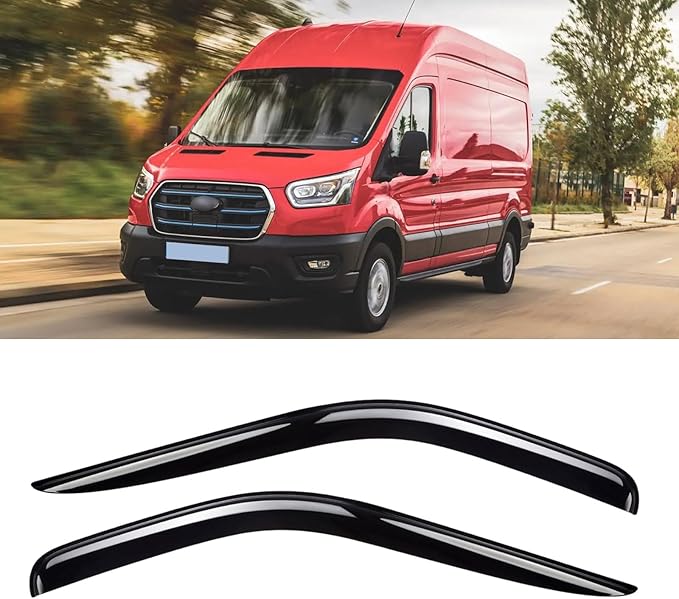 Window Rain Guards for 2014-2025 Ford Transit, Window Visor Guard Vent Wind Shade Deflector Rain Shield Protector Sun Visor for 14-25 Transit,Tape-on/Outside-Mount, 4 Pieces