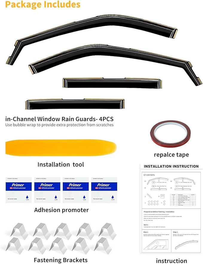 in-Channel Window Rain Guards Fit for Ford Explorer 2020 2021 2022 2023 2024 2025 2026 Extra Durable Window Visors Window Deflectors Vent Visors Vent Shades Car Accessories-4 pcs 2-Q10