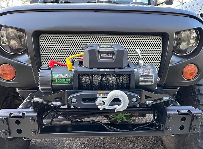 Winch 13000 lb Winch 12V Electric Winch Synthetic Rope Winch Rough Country Winch with Hawse Fairlead,Wired Handle and Corded Control for Jeep Truck SUV