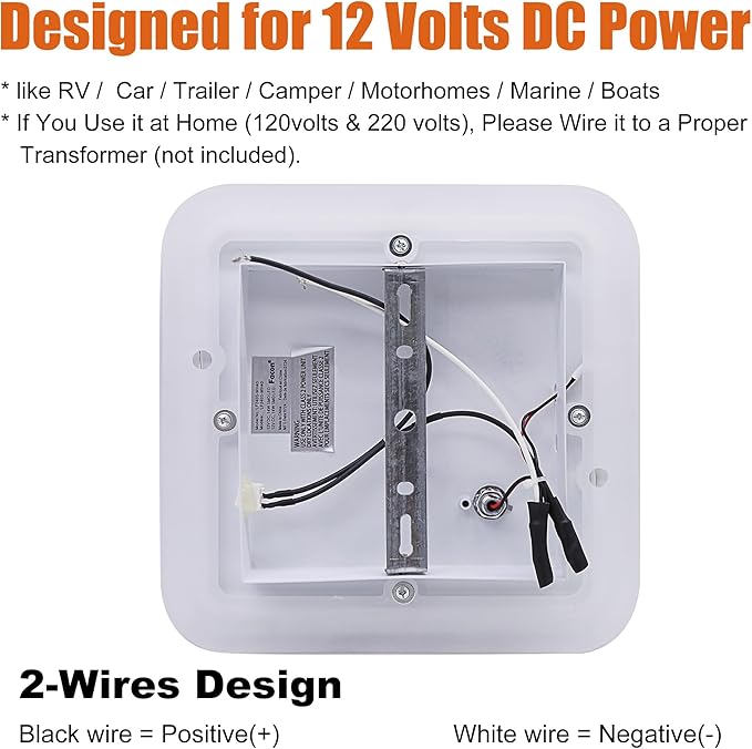 Facon Square LED RV Ceiling Light with Switch - 14W, 1000LM, 4000K Cool White, 12Volts RV Interior Light for RV, Camper, Trailer, Motorhomes, Sleek Acrylic Design