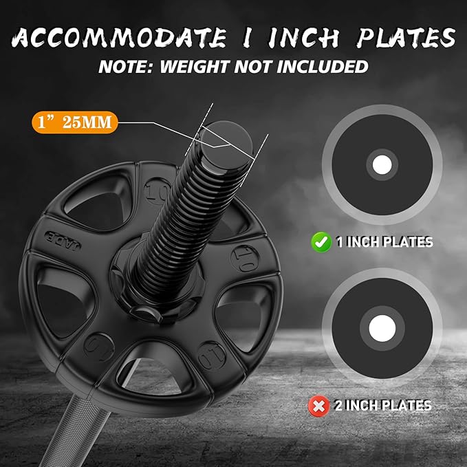 55" Weight Lifting Bar, 1" Standard Straight Barbell Bars for Weight lifting, Olympic Barbell Bar for Bench Press/Hip Thrusts/Squats/Lunges for Gym and Home, 2 Star Star-nuts (480lb Weight Capacity)