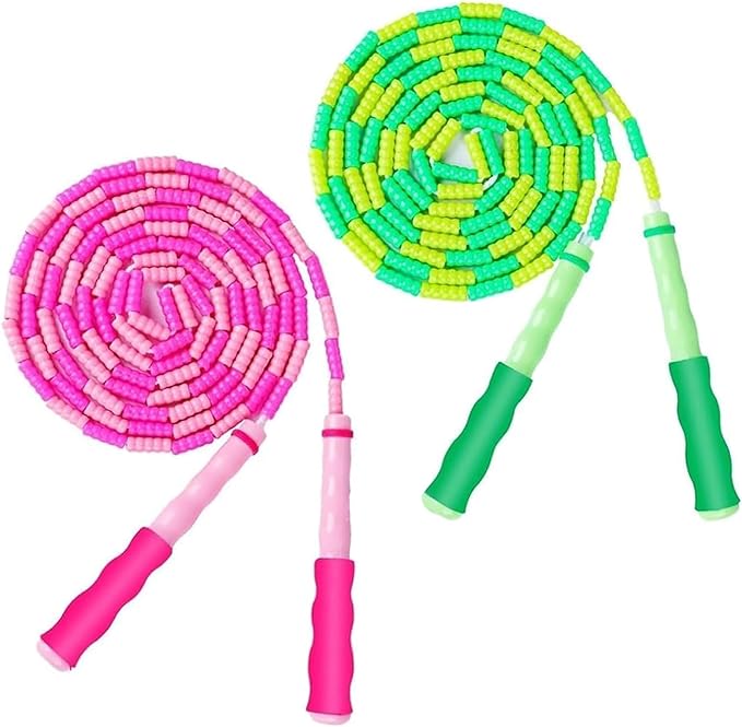 GRAWUN Jump Rope For Kids, Soft Beaded Jump Rope, Adjustable Length Tangle-Free Segmented Soft Beaded Skipping Rope,for Women, Men and Kids Keeping Fit, Workout and Weight Loss