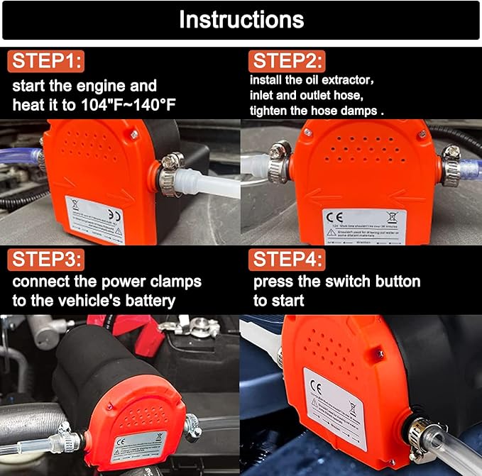 12V 100W Oil Change Pump Extractor Oil Diesel Fluid Pump Extractor Scavenge Suction Transfer Pump with outlet inlet hose, screwdriver, Oil-proof gloves, hose lock, For Boat, Car, RV, Truck