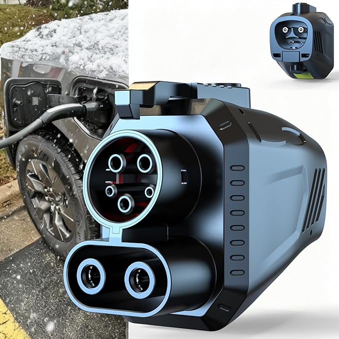 NACS to CCS Adapter for Fast Charging CCS1 EV in Tesla V3/V4 Supercharger, Max 500A 1000V NACS DC Adapter for Road Trip Charge Backup, Dual Locks for Sturdy Secure Connection