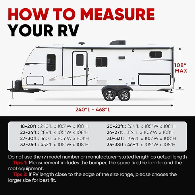 KING BIRD Oxford Fabric Travel Trailer RV Cover, 600D Oxford Camper Cover 24-27 ft Tearproof Waterproof Windproof Travel Trailer Cover with 2Pcs Extra Straps, 6 Gutter Covers & 4 Tire Covers