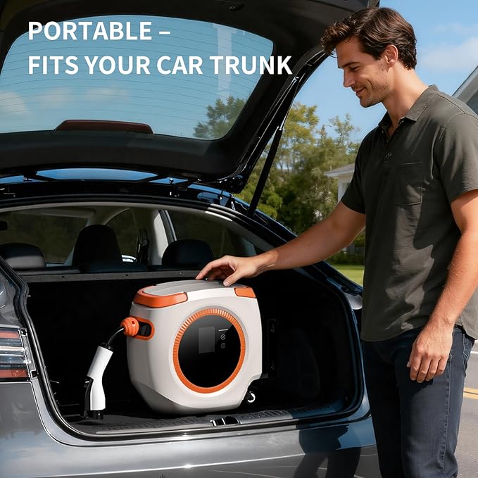 Level 1 EV Charger for J1772 Electric Cars – 110V 16A, 26FT Cable, NEMA 5-15 Plug, Wi-Fi Support, Portable Connector for Home or Travel (Grey)