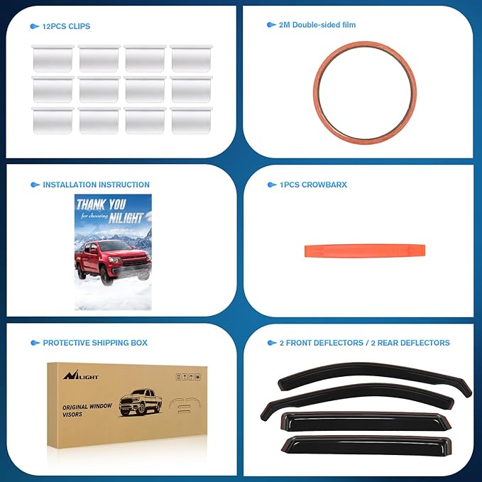 Nilight Window Rain Guards for Mazda CX-5 2017 2018 2019 2020 2021 2022 2023 2024 2025 Window Deflectors, Vent Window Visors-4 Pieces