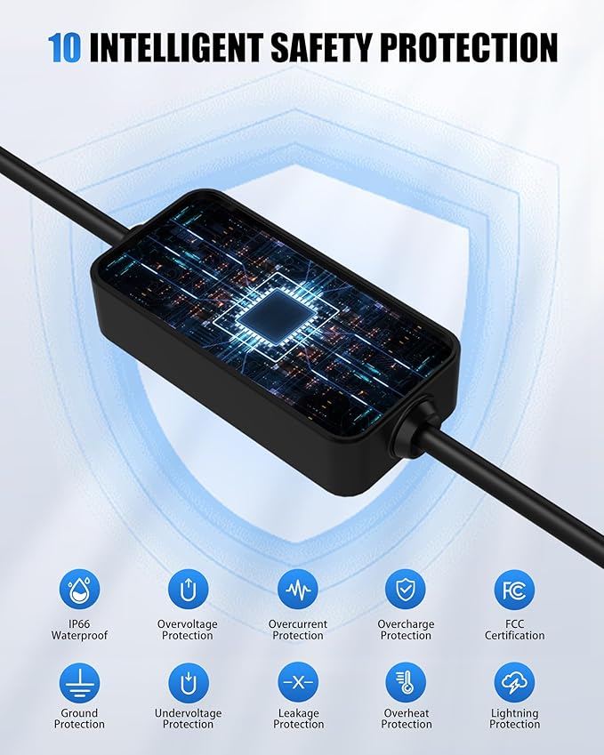 Level 2 EV Charger (240V, 40A) for Tesla and SAE-J1772 EVs, 26ft Charging Cable, NEMA 14-50 Plug, SAE-J1772 Adapter and J1772 to Tesla Adapter