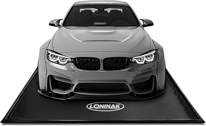 Garage Floor Mat Easy to Clean 7'9"x16' Heavy-Duty PVCContainment Mat with Waterproof Containment Protection for Cars SUVs Trucks Parking Garages Non-Slip Durable Containment Mat Multiple