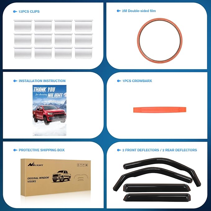 Nilight in Channel Rain Guards for Ford Bronco Sport 2021 2022 2023 2024 Original Window Deflectors,Vent Window Visors-4PCS