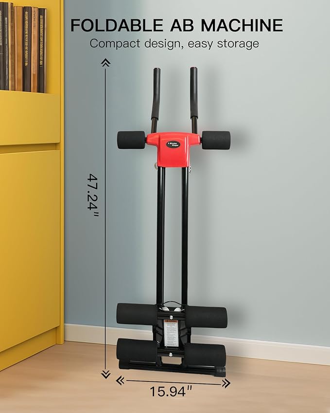 Ab Machine Abdominal Stomach Workout: Adjustable Ab Trainer Machine Ab Cruncher Core Strength Training Equipment for Home Gym Foldable for Women and Men