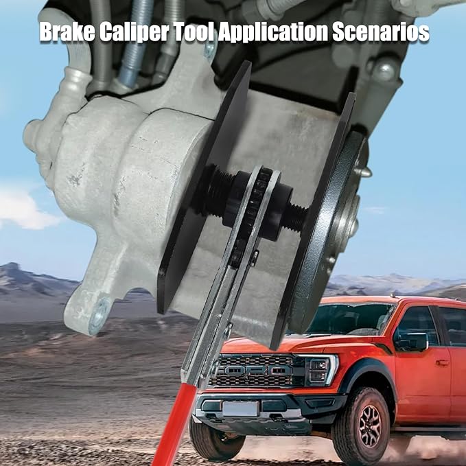 Brake Caliper Compression Tool Kit: Professional Caliper Piston Compressor with 360° Ratchet & Brake Caliper Tool, 2 Hooks/Plates for Universal Car Disc Brake Pad Spreader(Red)