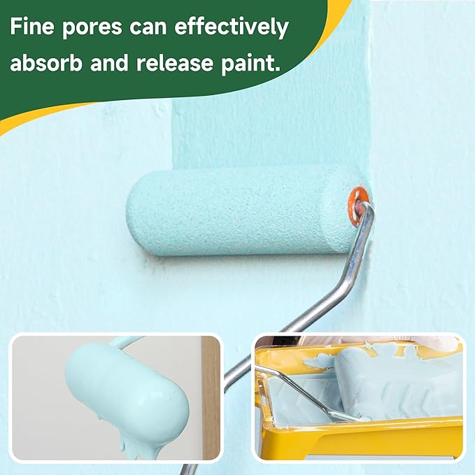 VOOMEY Foam Paint Roller,Small Paint Rollers 4 inch,White Paint Roller Covers,48 Pack,Perfect for Refinish Small Corners,Such as Tables, Window Edges, Fences,Cupboards