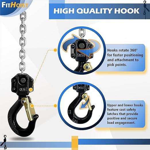 1/2Ton Chain Hoist (2-Pack) 1100Lbs Capacity 10ft Lift Small Come Along Alloy Steel G80 Chain 2 Heavy Duty Hooks, Manual Lever Chain Hoist for Garages Warehouse Automotive Machinery