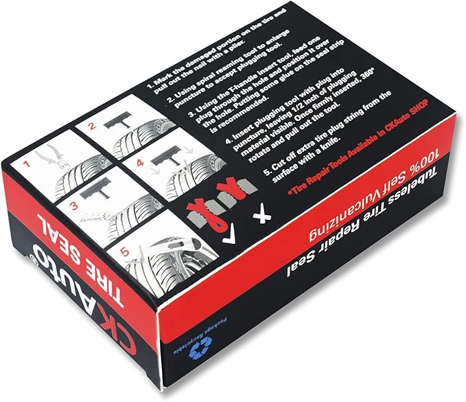 CKAuto 30pcs 4" Black Tire Repair Strings, Automotive Tool Tire Repair Plugs for Tubeless Off-Road Tires Car, Bike, ATV, UTV, Wheelbarrow, Mower