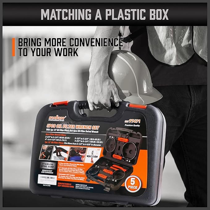 HORUSDY 5-Piece Standard Swivel Oil Filter Wrench, 2-3/4" - 5-1/4"(68.85-133.35mm) Ajustable Car Oil Filter Removal Tool, Durable & Easy Operation