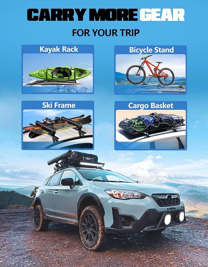 FengYu 300lb Roof Rack Cross Bars Compatible with Subaru Crosstrek 2018-2023 & Impreza 2017-2023, Heavy Duty Lockable Aluminum Roof Rails Crossbars Cargo Bars Canoe Rooftop Black Carrier Luggage
