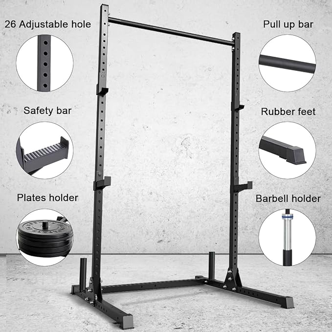 papababe Squat Rack Power Rack Home Gym for Weightlifting Bodybuilding and Strength Training 800lb Capacity