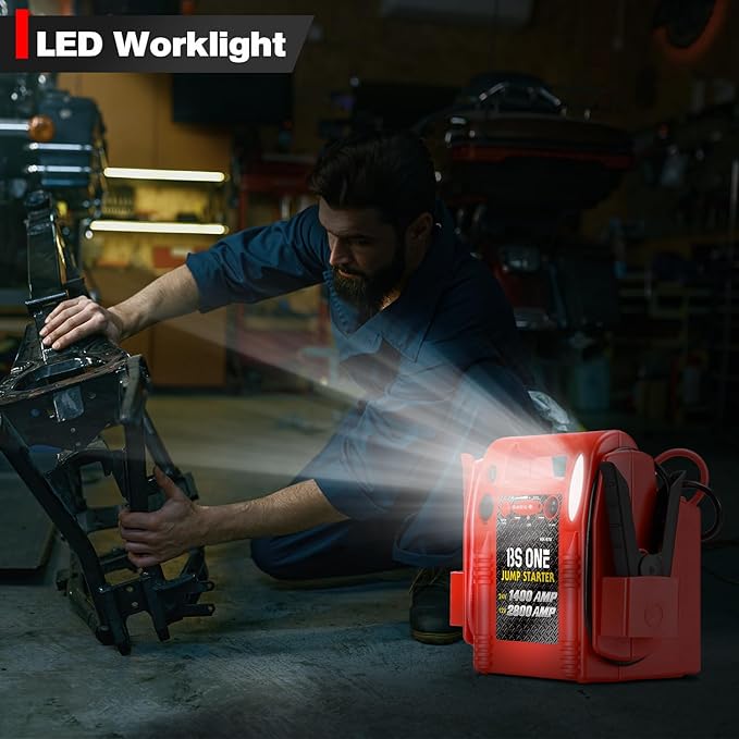 24V / 12V Jump Starter, Heavy Duty 1200/2400 Peak Amp Sealed Lead Acid Battery Jump Starter for Car Truck Tractor Excavator, Jump Box Power Pack with USB/DC Output and LED Light