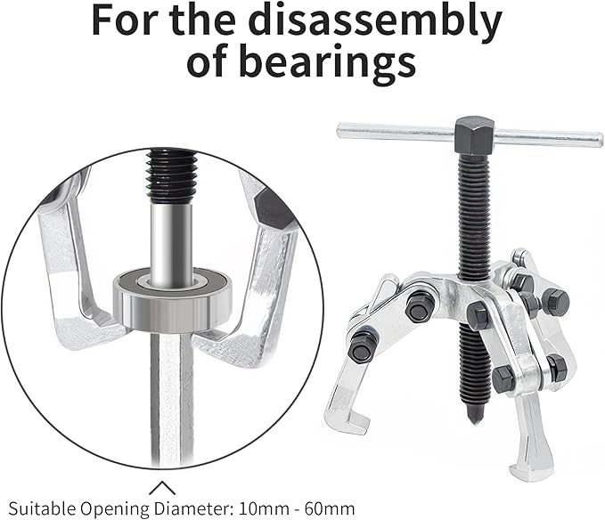 3 Jaw 2.25in/60mm Universal Bearing Gear Pullers Heavy Duty Extractor Tool,High Carbon Steel Puller,Adjuestable Removal Kit Type for Bearings/Flywheels/Pulleys Remove