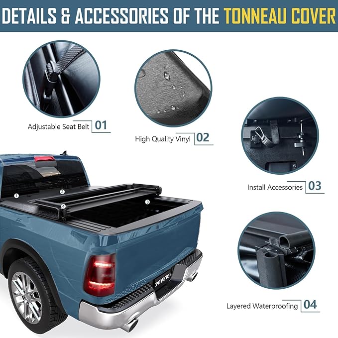 Perfit Liner Soft Quad-Fold Truck Bed Tonneau Cover for 2000-2006 Toyota Tundra 6.5 FT (79") Fleetside (Not for Stepside) Bed