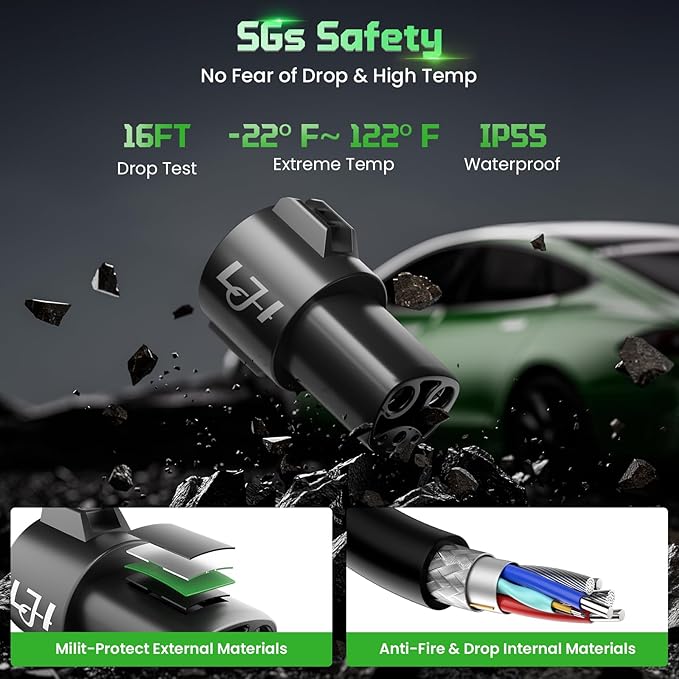 J1772 to Tesla Charger Adapter - 80A 250V Fast Charging - Compatible with Tesla Model 3/Y/S/X/Cybertruck for Level 1 & 2 EV Charging Stations