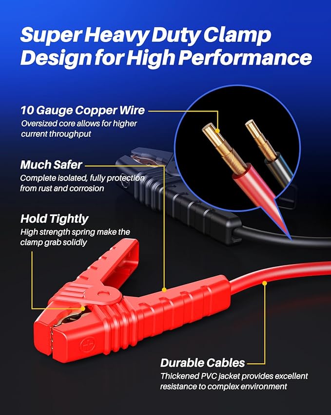 AUTOONE 4000A Car Jump Starter, Battery Jumper Starter Portable for Compact Car Up to 10.0L Gas and 8.0L Diesel Engine Jump Box with Jumper Cables, USB Output and LED Light