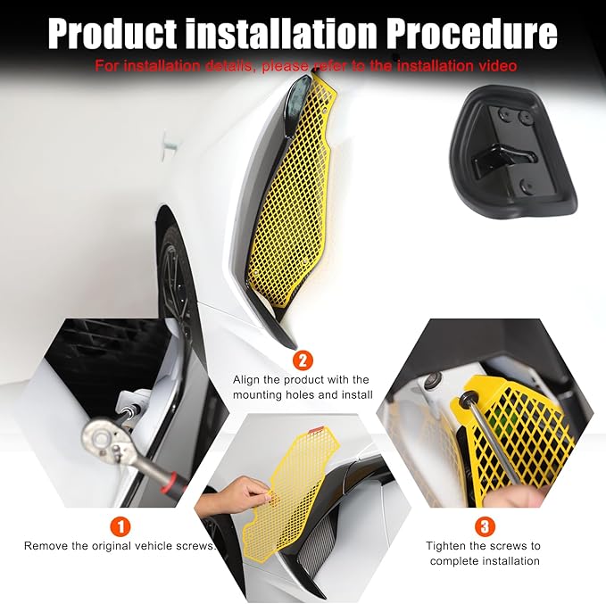 for Corvette C8 Side Intake Mesh Grilles Insert Set,Stainless Driver and Right Passenger Side Radiator Air Intake Vent Guards for Corvette C8 Stingray Z51 2020-2025 Accessories (Yellow)