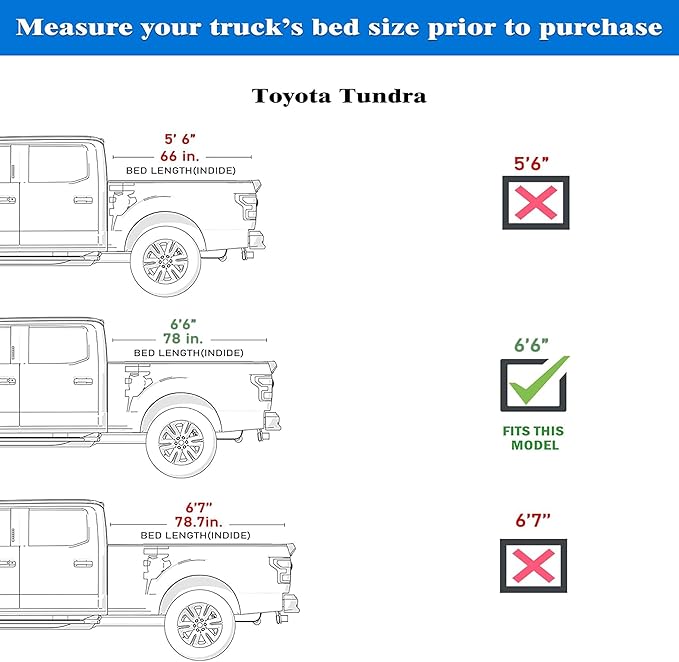 Low Profile Flip Up Truck Bed Tonneau Cover Fits 2022-2026 Toyota Tundra 6'6" Bed (78.7")