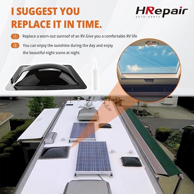 SL1422 RV Skylight Replacement,18" x 26" Camper Skylight fits Standard 14" x 22" Openings 16" x 26" Overall,RV Shower Bathroom Skylight Cover - SL1422DS(Dark Smoke)