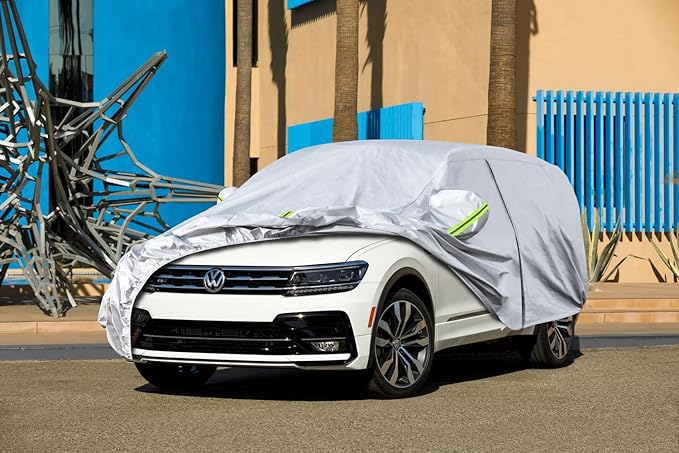 Koukou SUV Car Cover Custom Fit VW Tiguan (2020-2025), Waterproof Car Cover All Weather for Automobiles Outdoor Indoor with Zipper Door, Sun Rain Dust Snow Protection.