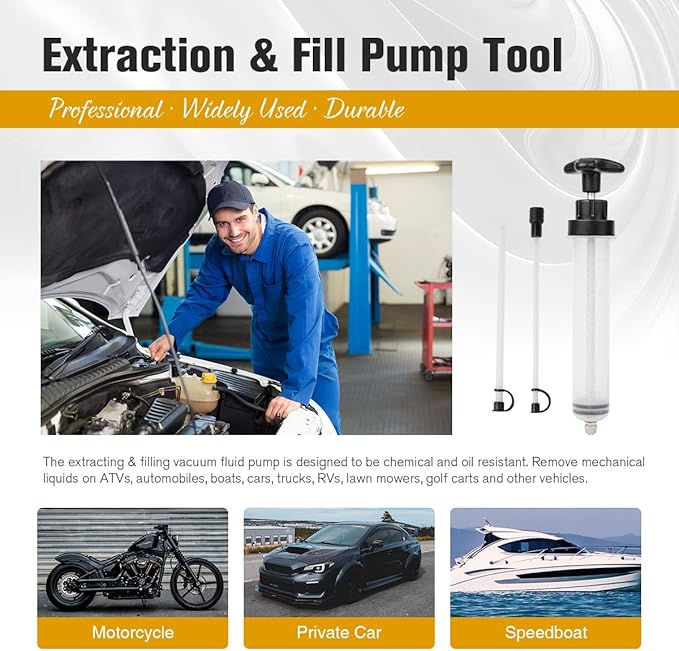 Fluid Extractor, Automotive Fluid Extractor Pump Manual Fuel Suction & Filler, Efficient Oil Extractor Pump for Fluid Extraction (7.7 fl Oz./0.24 Qt./230 CC)